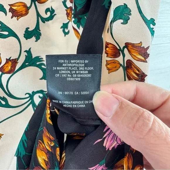 Anthropologie Maeve Florence Floral Boatneck Silk Top - Picture 10 of 10